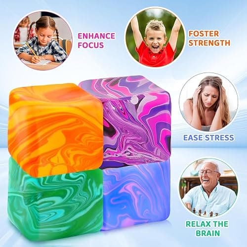 4Pcs Needoh-Nice Cube, Ice Cube Stress Relief Fidget Toys, Squishy Color Doh Cube Squeeze Toys for Kids Adults, Sensory Hand Exercise Stress Balls for Autism Anxiety Relief (small) thumbnail 3