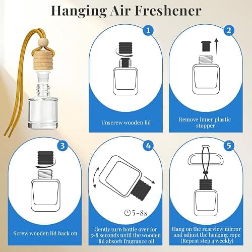 Car Air Fresheners, Colomix Coastal Blue Hanging Car Diffuser 2 Packs, Essential Oil Auto Odor Eliminator, Long Lasting Natural Scent, Car Aroma Freshener for Rearview Mirror thumbnail 4