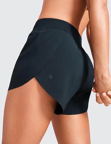 CRZ YOGA Mid Waisted Split Running Shorts for Women 4" - Comfy Mesh Liner for Workout Athletic Gym Track Quick Dry thumbnail 4