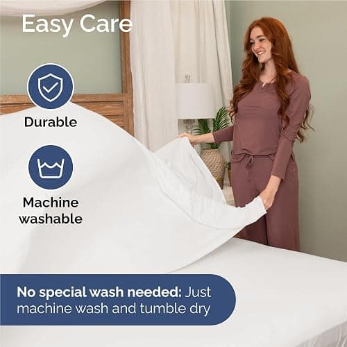 Full Size 4 Piece Sheet Set - Breathable & Cooling Sheets - Antique White | Hotel Luxury Bed Sheets for Women & Men, Deep Pockets, Easy-Fit, Extra Soft and Wrinkle Free Sheets, Oeko-Tex Bed Sheet Set thumbnail 7