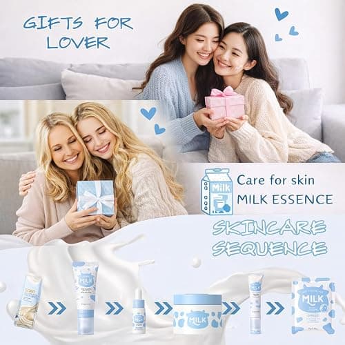 Milk Skin Care Sets & Kits - Milk Beauty Gift Sets for Teenage Girls - Teenage Girls Gifts - Facial Kits for Women - Travel Skincare Set Daily Face Care - Deep Hydrating Smoothing 28PCS (Milk-28PCS) thumbnail 7