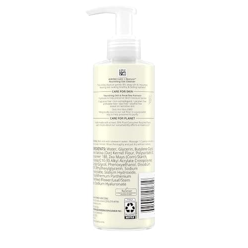 Aveeno Calm + Restore Nourishing Oat Cleanser, Daily Hydrating Facial Cleanser & Face Wash for Sensitive Skin, Non-Foaming, Hypoallergenic, Non-Comedogenic, Fragrance-Free, with Feverfew, 7.8 fl oz thumbnail 9