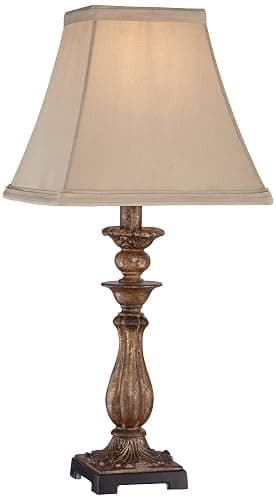 Regency Hill Alzano Rustic Traditional Cottage Style Accent Table Lamp 18" High Antique Distressed Light Bronze Brown Square Shade Decor for Bedroom House Bedside Nightstand Home Office thumbnail 2