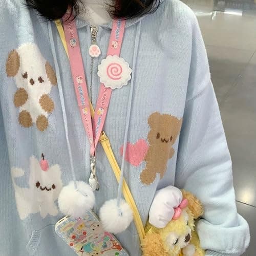 Erqiroc Kawaii Animal Graphic Knitted Cardigan Cutecore Cat Print Sweater Star Sweater Shoujo thumbnail 3