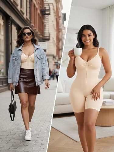 SHAPERX Women's Shapewear Bodysuit Tummy Control Seamless Zip-Up Body Shaper Waist Defining Silhouette thumbnail 6