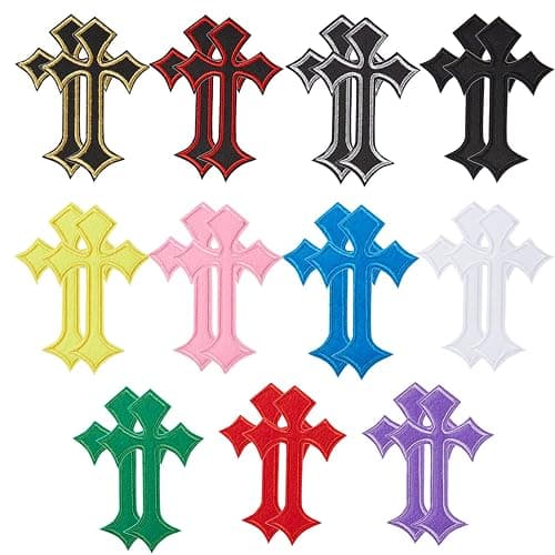 Nicime 22pcs Cross Patches, Iron on/Sew on Cross Applique Patch, DIY Iron Patches for Jeans Hats Shirts Jackets Backpacks - Image 1