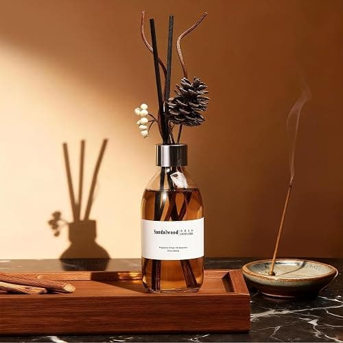 Clesh Reed Diffuser Set, 6.7 oz Sandalwood Scented Diffuser with Sticks, Home Fragrance Reed Diffuser for Bathroom Shelf Decor thumbnail 6