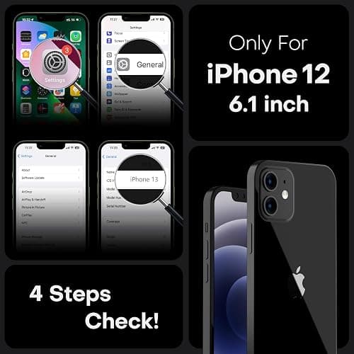 TOCOL Magnetic for iPhone 12 Case, Upgraded Full Camera Protection, Fit for MagSafe, Rugged Phone Case for iPhone 12 6.1 Inch, Drop Protection, Anti-Scratch, Black thumbnail 2
