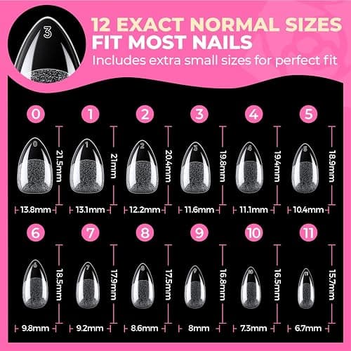 UNA GELLA Short Almond Nail Tips 504PCS Short Fake Nails Soft Press Ons | Gel Nail Tips Pre Shaped Almond Shape Home Nail Extension Full Cover, 12 Sizes Acrylic Gelly Tips thumbnail 8