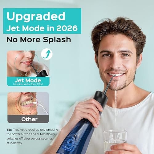 COSLUS C50 Water Flosser for Teeth Cordless: 4 Modes & 20 Levels - Portable Irrigador Dental for Health - Conscious Sensitive Users Gums - Travel Home Use with 4 Jet Tips thumbnail 3