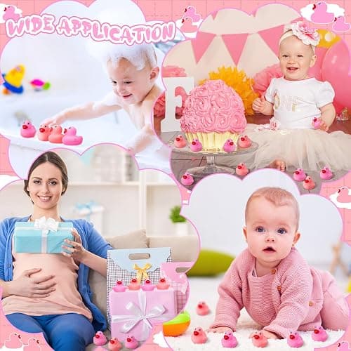 Lenwen 100 Pcs Mini Rubber Ducks 1.57" Rubber Ducks Bulk Baby Shower Party Favors Squeak & Float Duckies Pool Bath Toys for Kids Boys Girls Birthday Gifts Classroom Carnival Prizes(Pink, Rose Red) thumbnail 6