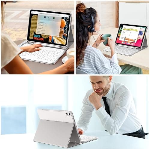 kenke for iPad Air 11 Inch M3/M2 (2025/2024), iPad Air 5/4th Gen (2022/2020) 10.9 Inch Case with Keyboard, Detachable Wireless Bluetooth Keyboard Cover with Left Side Pencil Holder (Gray) thumbnail 9
