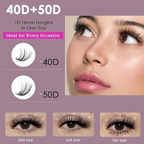 OCEAN PEARL 40D 50D Lash Clusters Lash Extension Kit 320 Pcs Thick Eyelashes Fluffy Lash Clusters Kit 10-16mm Eyelash Extension Kit Individual Lashes with Bond and Seal Tweezers DIY Eyelash Extension - 320pcs 10-16mm Clusters Kit-40D+50D thumbnail 6