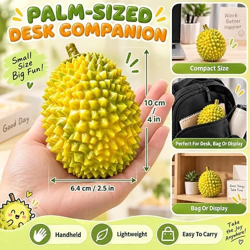 Crunchy Durian Squishy, ASMR Stress Ball Sensory Fidget Toy for Adults | Realistic Spiky Durian Shape, Soft, Moldable, Crunchy-Filled Interior for Office Desk, Study, Home, Travel and Novelty Gift thumbnail 4