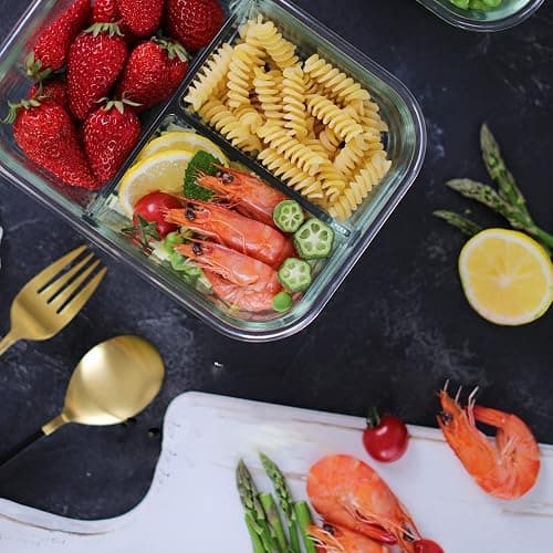8 Pack 3 Compartment 36oz Large Glass Meal Prep Containers with Lids | Borosilicate Glass Lunch Containers with Locking Lid, Airtight Bento Box, Snack Boxes, Portion Control, BPA-Free thumbnail 2