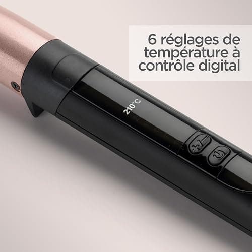 BaByliss Boucleur manuel conique Rose Quartz - Cylindre conique en céramique de 25 à 13mm, Pour des boucles et un wavy naturels, 6 réglages de température de 160°C à 210°C , Noir et rose, C454E thumbnail 4