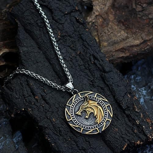 GuoShuang wolf necklace for men Gift Wolf Pedant necklace stainless Steel thumbnail 4