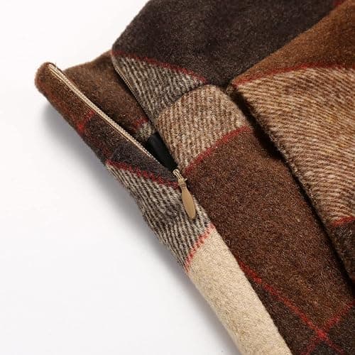 IDEALSANXUN Womens Plaid Wool Skirts Elastic Waist A-Line Pleated Tartan Long Skirts thumbnail 2