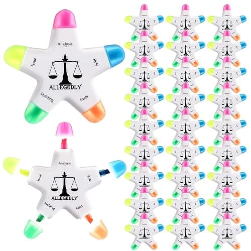 Chivertion 30 Pcs Law School Gifts Star Shape Briefing Highlighters Brush Affirmation Supplies Inspirational Christmas Appreciation Gifts for Law Students Lawyer Women - Image 1