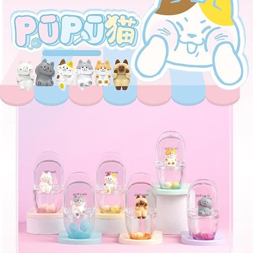 Cat Blind Box - Cat Figurines Phone Stand Blind Box 1PC Random Mini Toilet Figures Phone Holder Birthday Gift for Cat Lovers, Cell Phone Stand for Desk Decor, Cute Desk Accessories Mystery Bag thumbnail 7