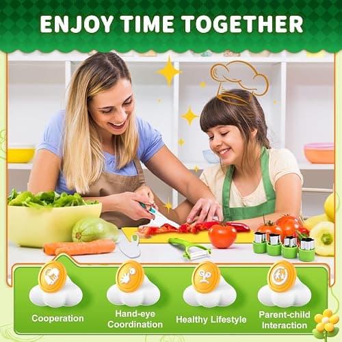 13 Pieces Montessori Kitchen Toys for Toddlers-Kids Cooking Sets Real-Toddler Toys Set for Real Cooking with Plastic Children Safe Knives Crinkle Cutter Kids Cutting Board thumbnail 7