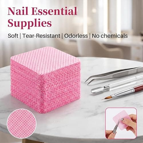 MAQIHAN 1200 Lint Free Nail Wipes - Pink Acetone Nail Polish Remover Wipes Lint Free Nail Wipes Pads Gel Nails No Lint Nail Glue Wipes Eyelash Extensions Toallitas Para Uñas Sin Pelusa Nail Supplies thumbnail 3