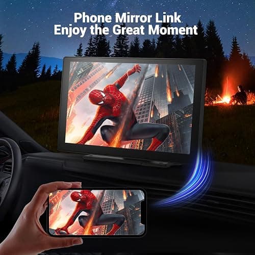 HAUXIY Wireless Apple Carplay Screen for Car 4K Dash Cam, 9" Portable Apple Carplay & Android Auto Car Stereo, with 1080p Backup Camera, GPS Navigation/Mirror Link/Voice Control/Bluetooth - Black thumbnail 7
