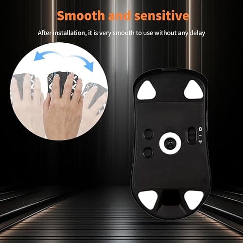 NOUKAJU Mouse Grip Tape Full Coverage for ASUS ROG Harpe Ace Aim Lab, Self-Adhesive Sweat-Resistant Professional Mice Upgrade Kit,Mouse Feet Skates(Foot pad + Black-Gold Mouse Tape) thumbnail 4