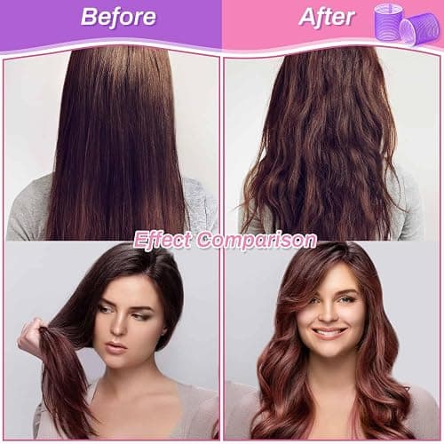 Jumbo Hair Curlers Set - 24 Pieces with 12 Large Rollers and 12 Clips for Adding Volume to Long, Thick Hair (Purple) thumbnail 5