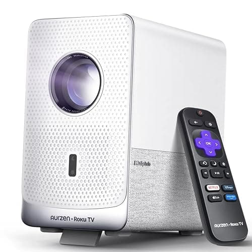 Aurzen Roku TV Smart Projector with Wifi and Bluetooth, Christmas Gifts D1R Cube Roku Streaming Experience Built-in, Sealed Optical Engine, 1080P FHD, Dolby Audio, Portable Mini Projector for Movies - Image 1