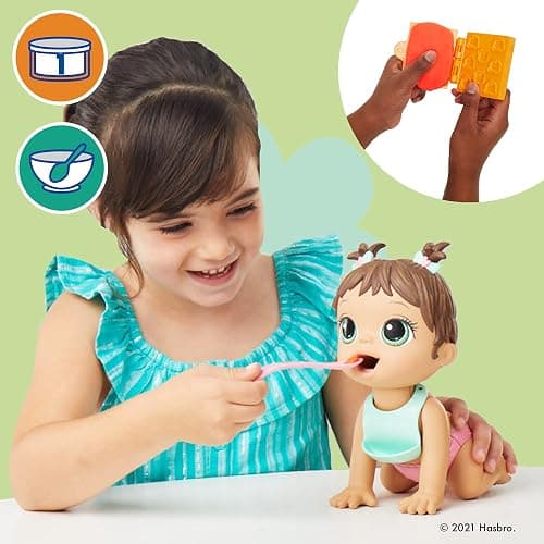 Baby Alive Lil Snacks Doll, Eats and Poops, Snack-Themed 8-Inch Baby Doll, Snack Box Mold, Toy for Kids Ages 3 and Up, Brown Hair thumbnail 6
