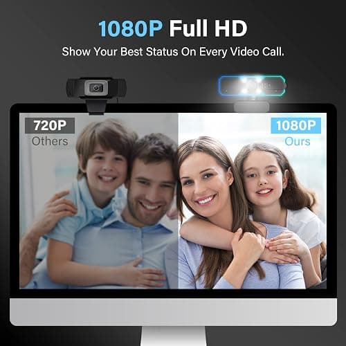 NBPOWER 1080P 60FPS Streaming Camera Webcam with Microphone and Fill RGB Light,Autofocus,Work with Laptop/Desktop Computer/Winsdows/Mac OS/PC Computer for Camera thumbnail 7