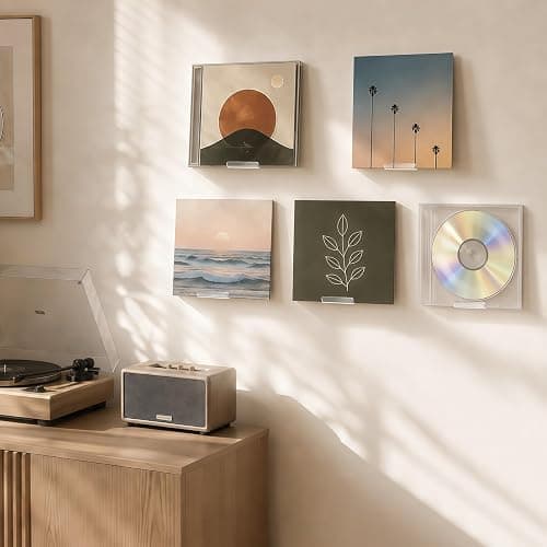 6 Pack Clear Vinyl Record Shelf Wall Mount, 4 Inch Acrylic Vinyl Holder | Floating CD Shelf and Display Rack for Home Office Wall Decor, with Two Mounting Options for Easy Installation thumbnail 7
