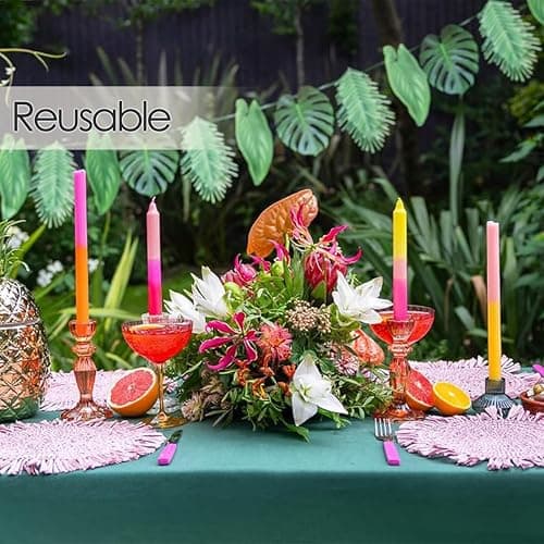 Talking Tables Reusable Tropical Party Decorations Palm Leaves Décor Leaf Garland Hawaiian Theme Party Tiki Bar Decoration for Safari Birthday Summer Green Luau Jungle Paper Length 8.5ft thumbnail 5