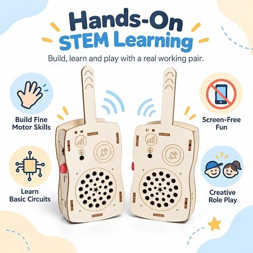 STEM Projects Science Toys for Ages 6-8-13 Walkie Talkies Kids Birthday Gifts for 7 9 10 11 12 14+ Years Old Boys Girls Teens Engineering DIY Electronic Kits Cool Gadgets Stuff Robotics 3D Puzzles thumbnail 3