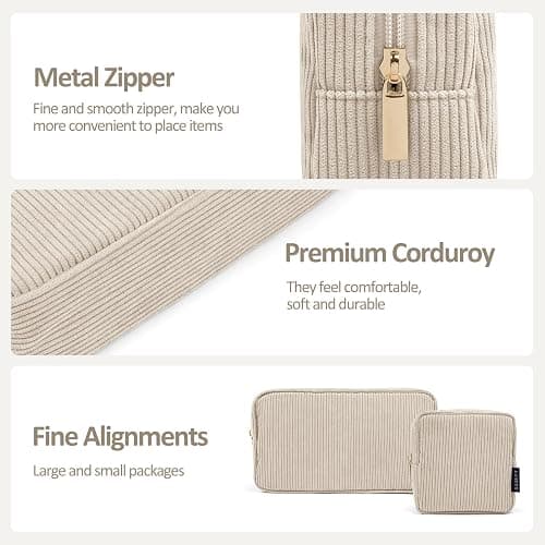 MAGEFY Small Makeup Bag for Purse Mini Cosmetics Bag Corduroy Cute Cosmetic Pouch for Women with Slip-in Pockets thumbnail 4
