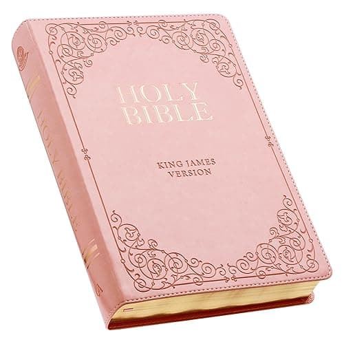 KJV Holy Bible, Giant Print Full-size Faux Leather Red Letter Edition - Thumb Index & Ribbon Marker, King James Version, Pink (KJV Full Size GP Editions) - Image 1