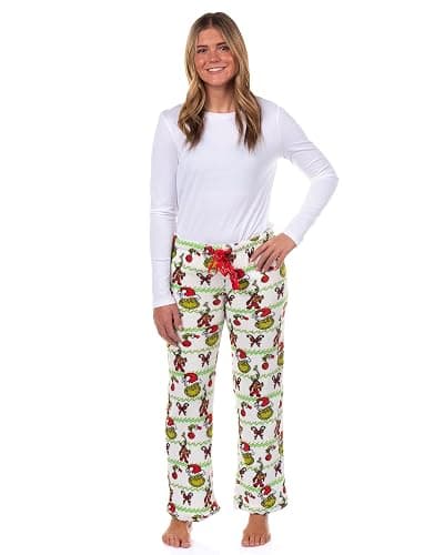 Dr. Seuss The Grinch Pajama Pants Women's Ugly Sweater Candy Canes Ornaments Lounge PJ Bottoms thumbnail 2