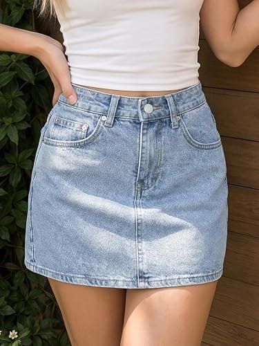 Fufauce Womens Denim Skirt Low Waist Mini Jean Skirt Casual Stretch Y2K Jean Skirt with Pockets for Women thumbnail 3