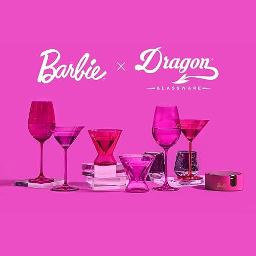 Dragon Glassware x Barbie Coasters with Holder - Pink Crystal Glass Coasters for Drinks Set of 4 - Lead-Free and Non-Slip Barware for Coffee Table thumbnail 6