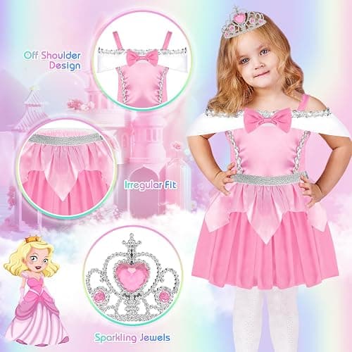 EULRGAUS Princess Dress Up, Toddler Dress Up Clothes, Cosplay Princess Costume Gift Set with Princess Dresses and Princess Toys, Pretend Play Girl Toys Age 3-6, Halloween Christmas Birthday Gift thumbnail 6