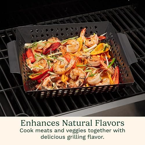 Cuisinart 11" x 11" Non-Stick Grill Wok, Perforated BBQ Grill Basket for Grilling Veggies, Meat & Stir-Fry, Outdoor Grilling Basket for Charcoal and Gas Grills thumbnail 4