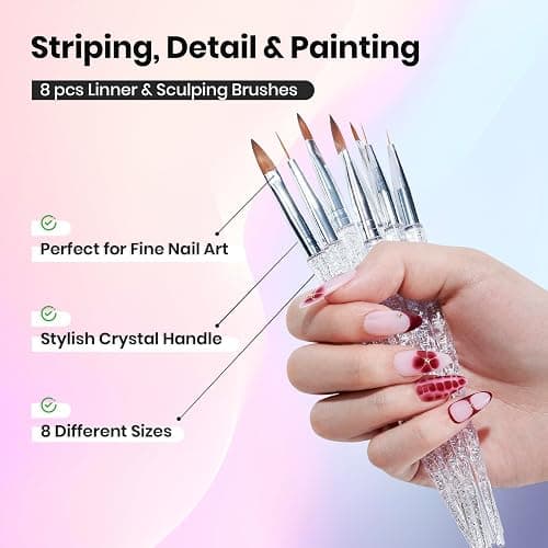 Beetles Nail Art Brushes 31pcs and Blooming Gel Set Clear UV LED Aura Nails Gel Polish for Spreading Effect Marble Natural Stone Watercolor Floral Print Soak Off Dotting Tools, Nail Art Pens thumbnail 4