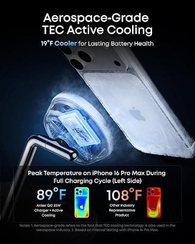 Anker Prime MagSafe Charger Compatible, 3-in-1 Charging Station, Qi2 25W Certified Wireless Charger Dock Stand, Smart Display with TEC Active Cooling, for iPhone 17, Apple Watch, AirPods, and More thumbnail 3