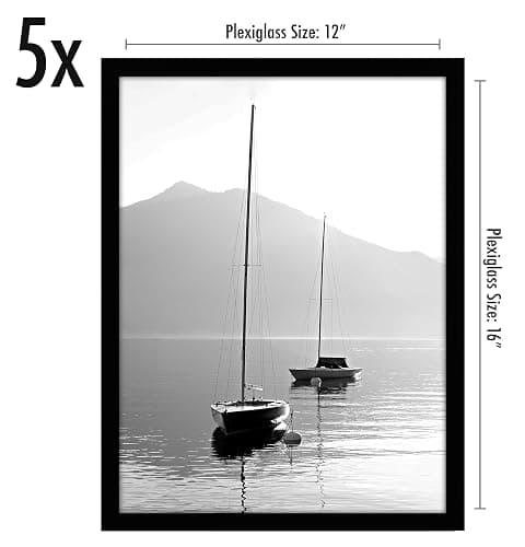 Americanflat 12x16 Picture Frame with Polished Plexiglass - Set of 5 - Galleria Collection - Picture Frames for Wall Display - Black thumbnail 3