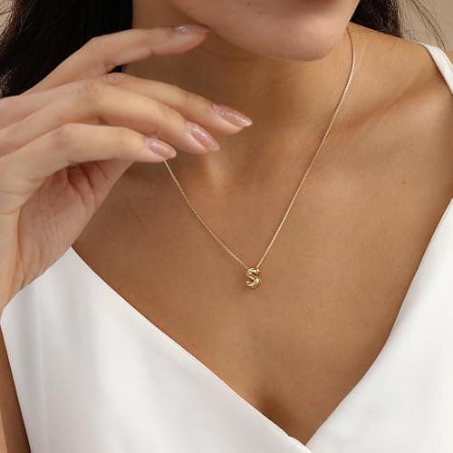 Lisitine Bubble Initial Necklaces Dainty Letter Necklace Cute Name Choker Necklaces for Women Trendy Personalized Pendant Jewelry Gift for Women thumbnail 5