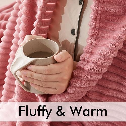 MIULEE Decorative Soft Fleece Blanket Fluffy Fuzzy Cozy Plush Throw for Couch Sofa Bedroom Living Room Decor Pink 50x60 Inches thumbnail 4