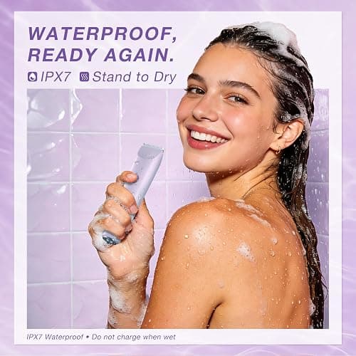 AMURS Bikini Trimmer for Women, Dual-Head Electric Body Hair Trimmer for Sensitive Areas, LED Battery Display, IPX7, USB-C Rechargeable Groomer for Bikini Line, Underarms, Legs & Face (Lilac Mist) thumbnail 6