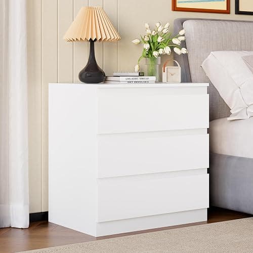 OtterOasis White Wood Dresser for Bedroom, 3 Drawer Dresser for Clothes Storage, Modern Dressers with Wide Drawers, Wide Wooden Chest Drawers for Living Room, Entryway, TV Stand thumbnail 6