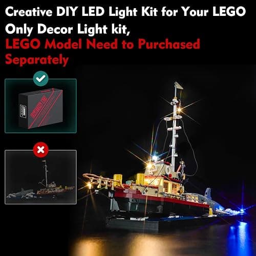 LED Light Kit for Lego 21350 Jaws (No Models Only Light) Creative Lighting Set Accessories Compatible with Lego 21350 Jaws Set (Standard Version) thumbnail 2